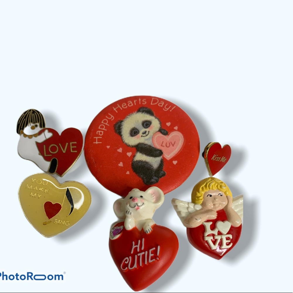 Vintage Valentine Lapel Pin Lot